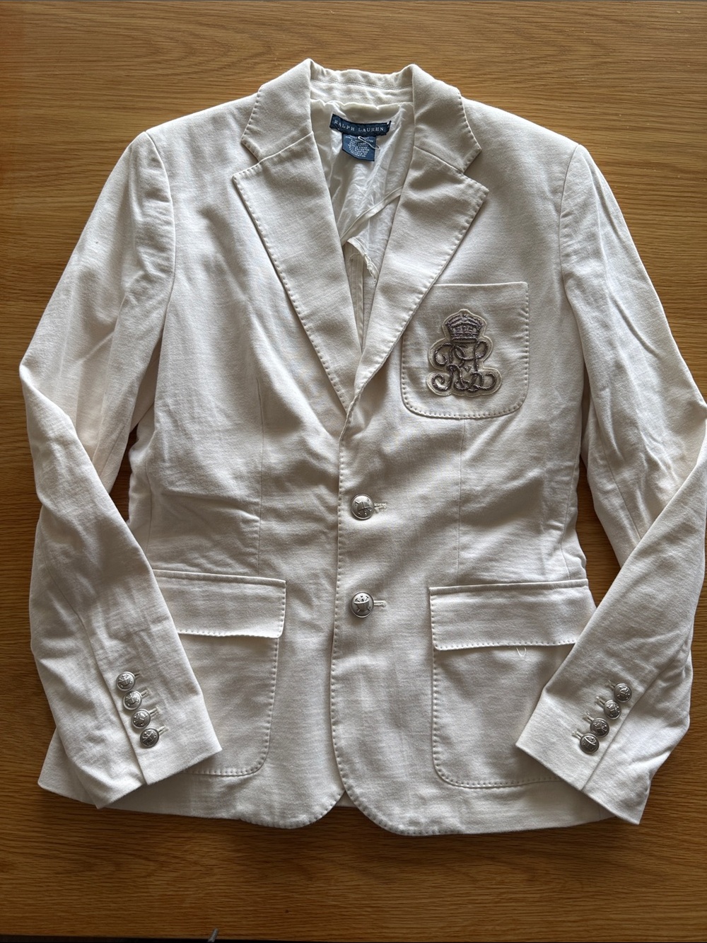 Ralph Lauren Cream Sport Coat with Embroidered Crest